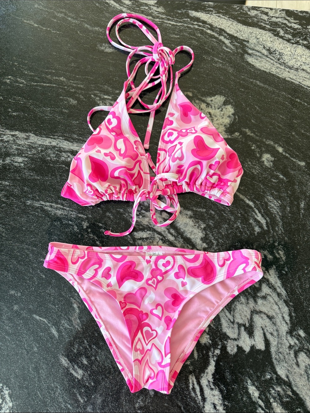 wild fable Pink Heart Print Triangle Bikini